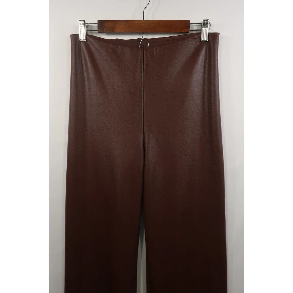 New Skims Brown Faux Leather Wide Leg Leather Pants Size XL Pull On *Imperfect - Picture 8 of 15